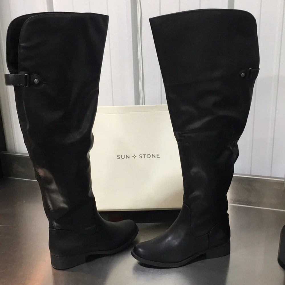 New WB Woman’s Sun + Stone Black Over-the-Knee Riding Boots